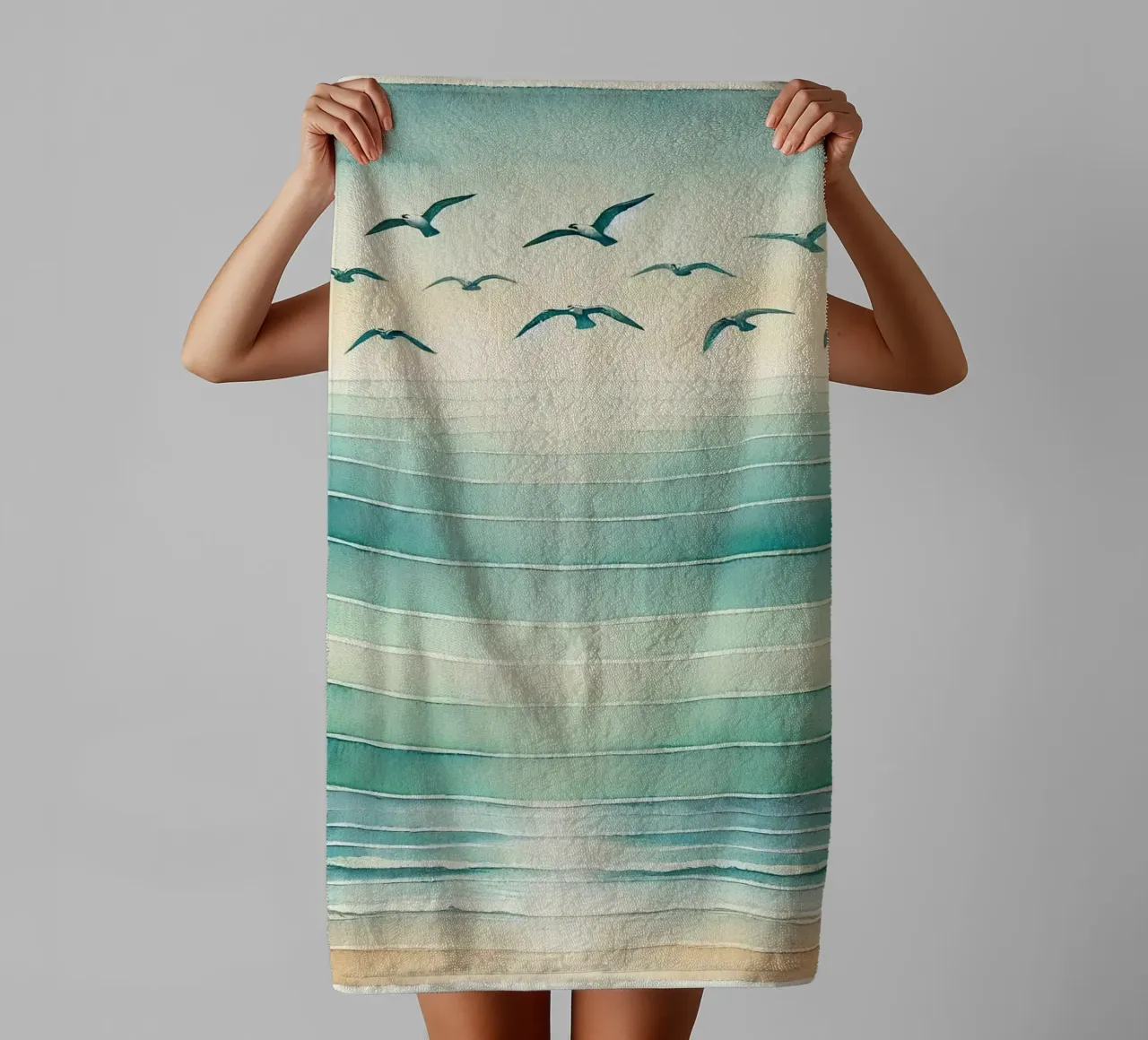 Volo Ocean Breeze in Art Deco asciugamano da bagno da Chromatic Fusion Studio