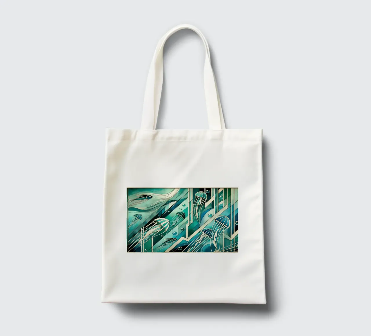 Serenadescène in art deco jute draagtas van Chromatic Fusion Studio