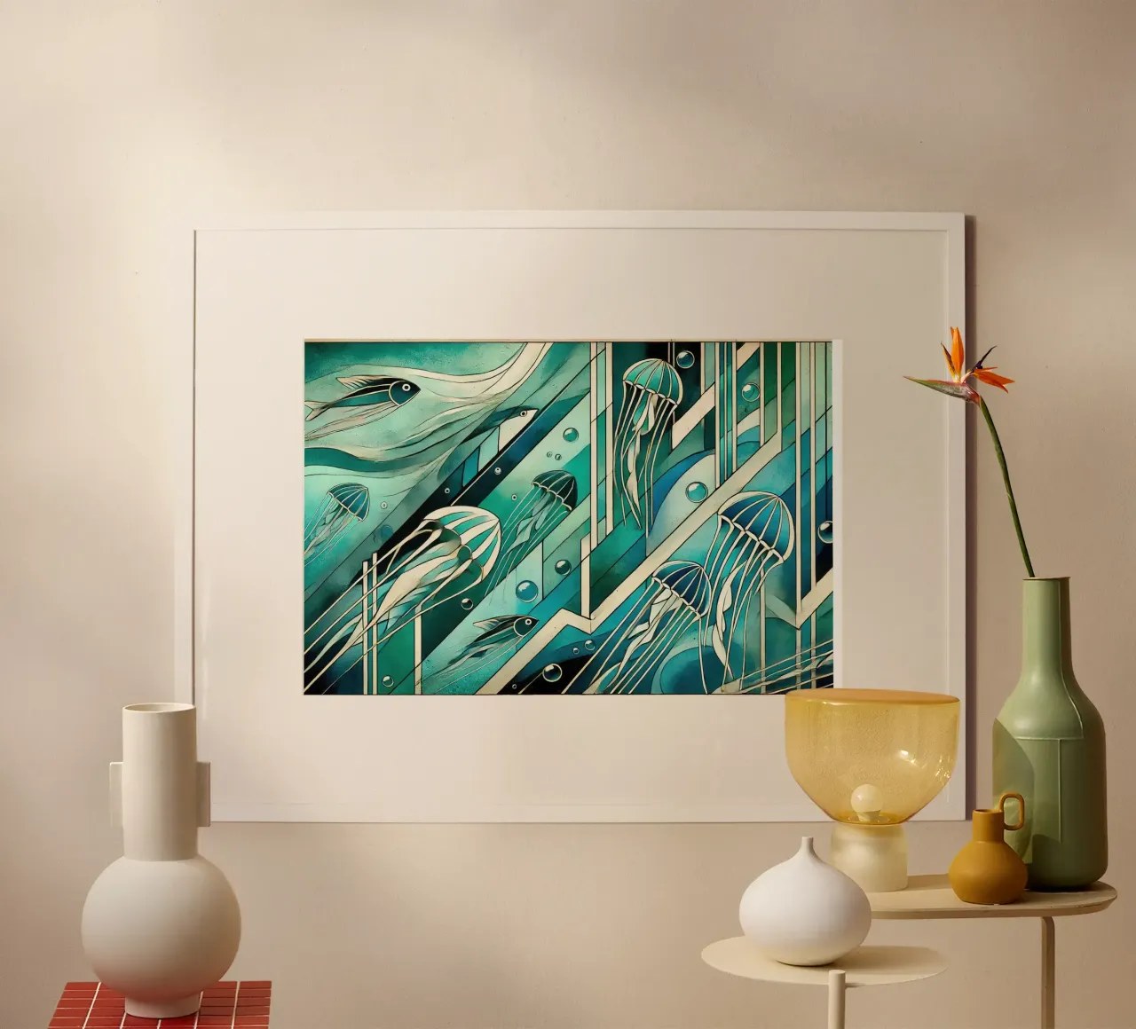 Oceanic Serenade Scene in Art Deco poster by Chromatic Fusion Studio