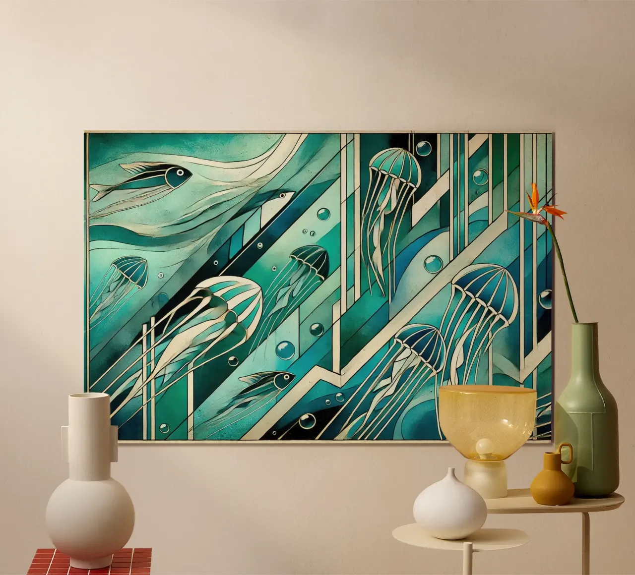 Oceanic Serenade Scene in Art Deco poster by Chromatic Fusion Studio