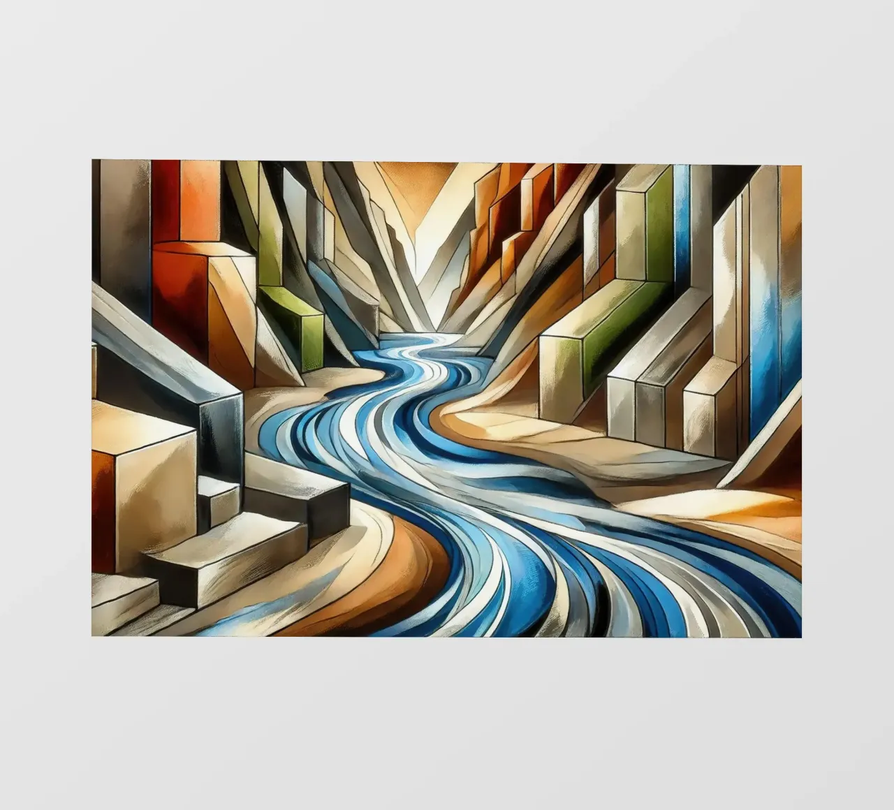Fiume che attraversa il canyon in Art Déco telo in pvc da Chromatic Fusion Studio
