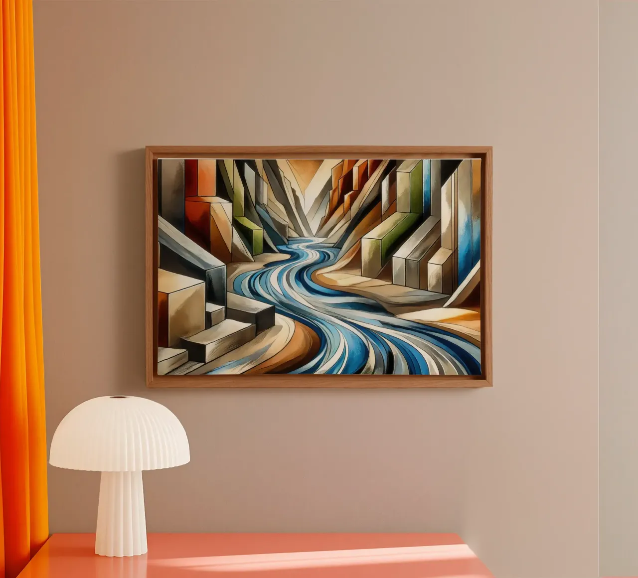Fiume che attraversa il canyon in Art Déco tela con Cornice a cassetta da Chromatic Fusion Studio