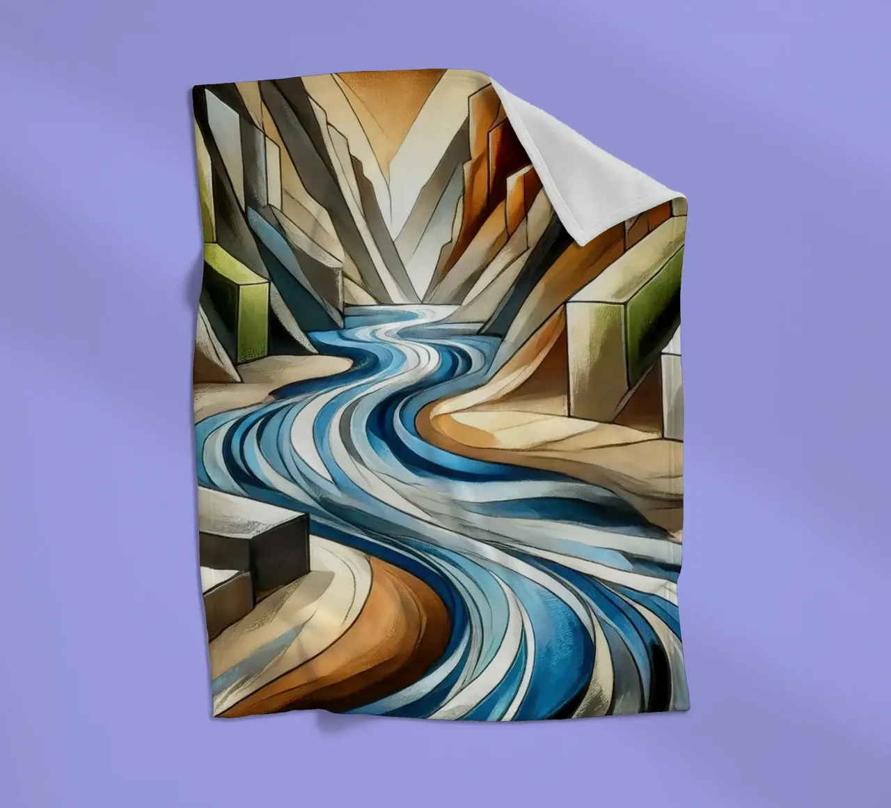 Fiume che attraversa il canyon in Art Déco coperta in pile da Chromatic Fusion Studio