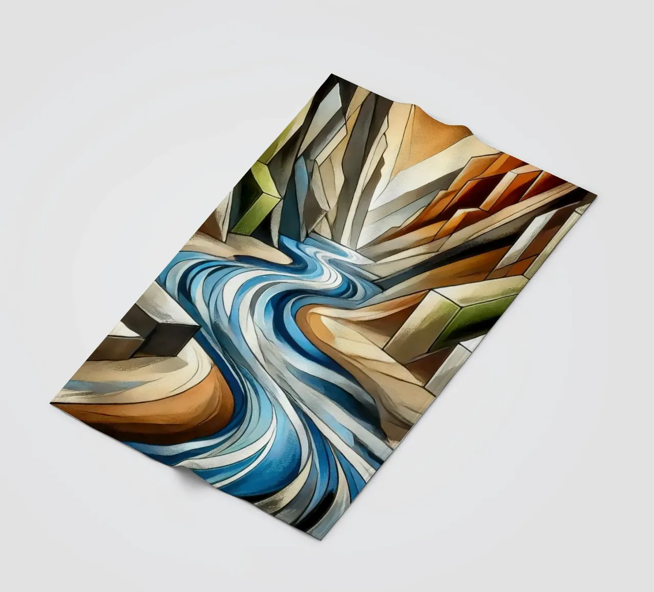 Fiume che attraversa il canyon in Art Déco coperta in pile da Chromatic Fusion Studio