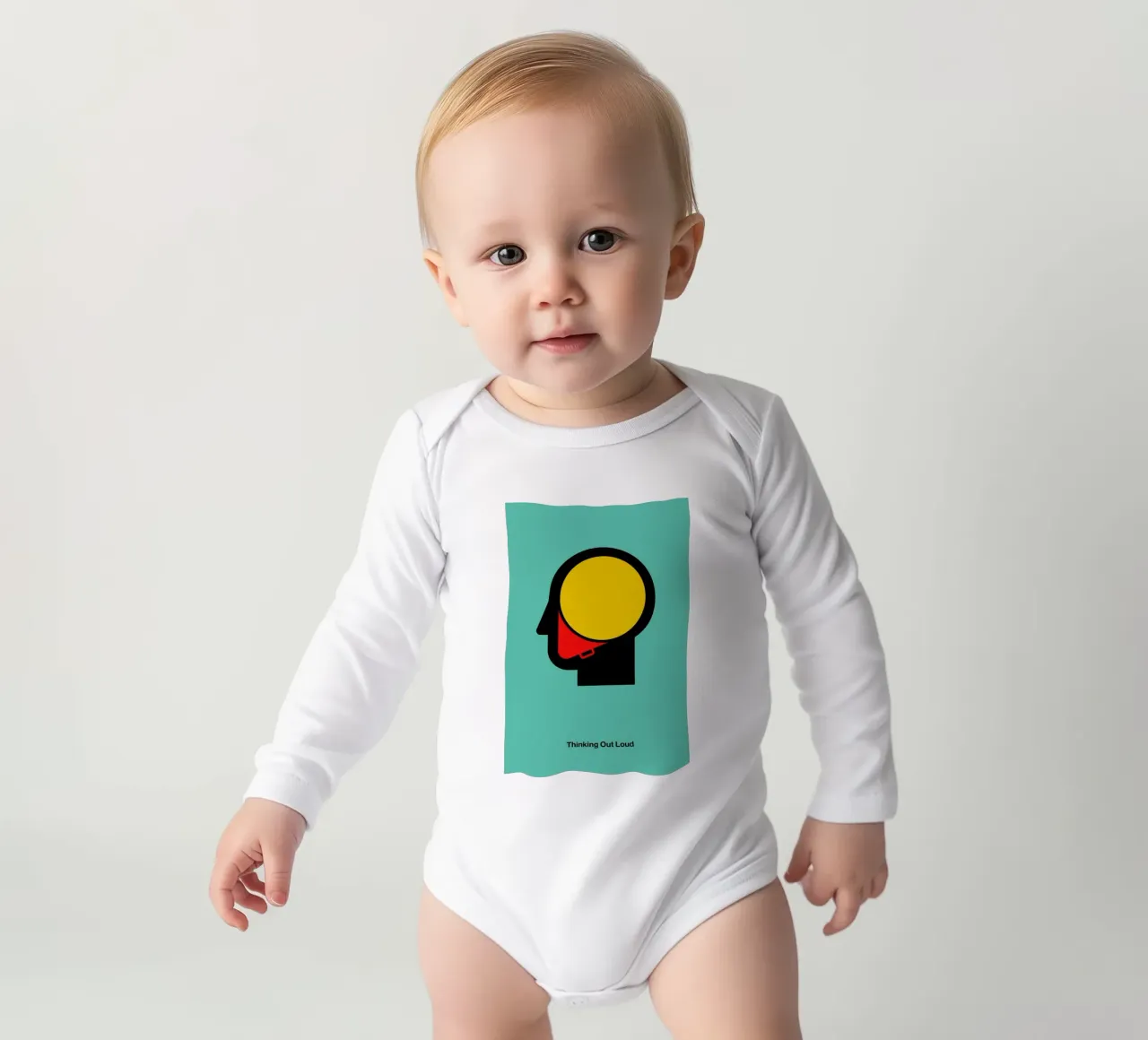 Thinking Out Loud long-sleeve baby romper by Viktor Hertz