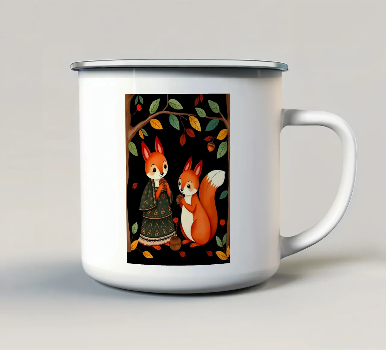 Scoiattoli nella foresta tazza in smalto da COLLEEN CRAFTS