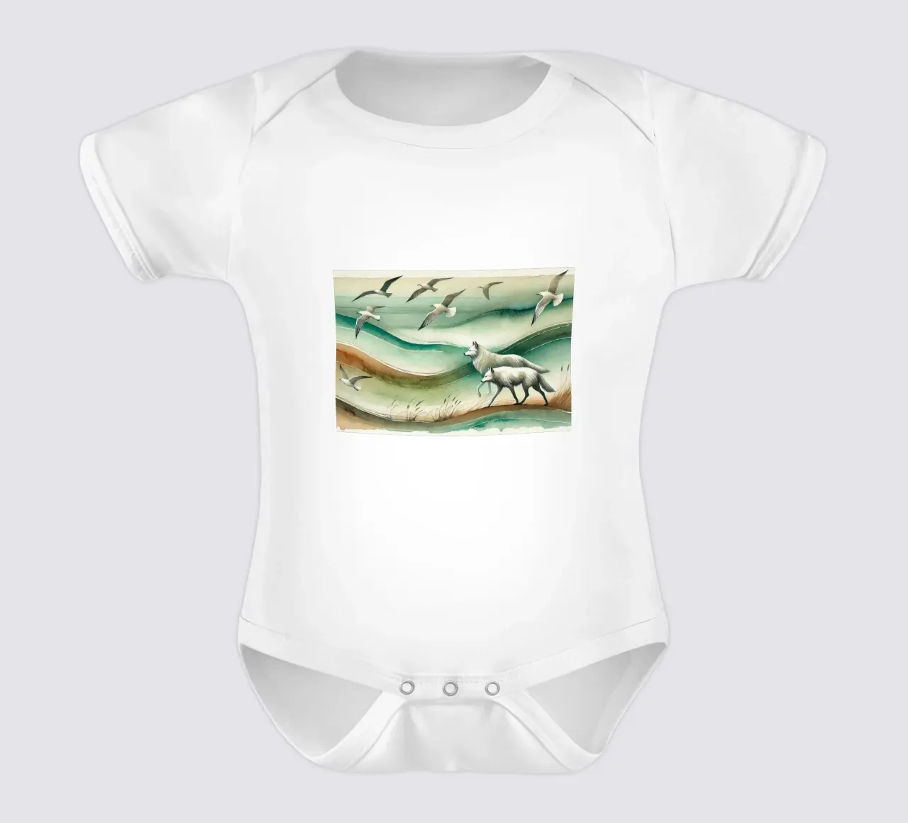 Serenity in the Wilderness in Art Deco short-sleeve baby romper by Chromatic Fusion Studio