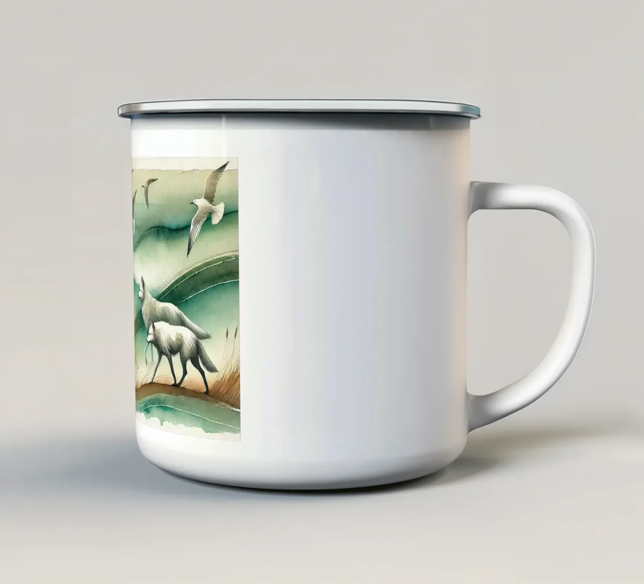 Serenità nella natura selvaggia in Art Déco tazza in smalto da Chromatic Fusion Studio