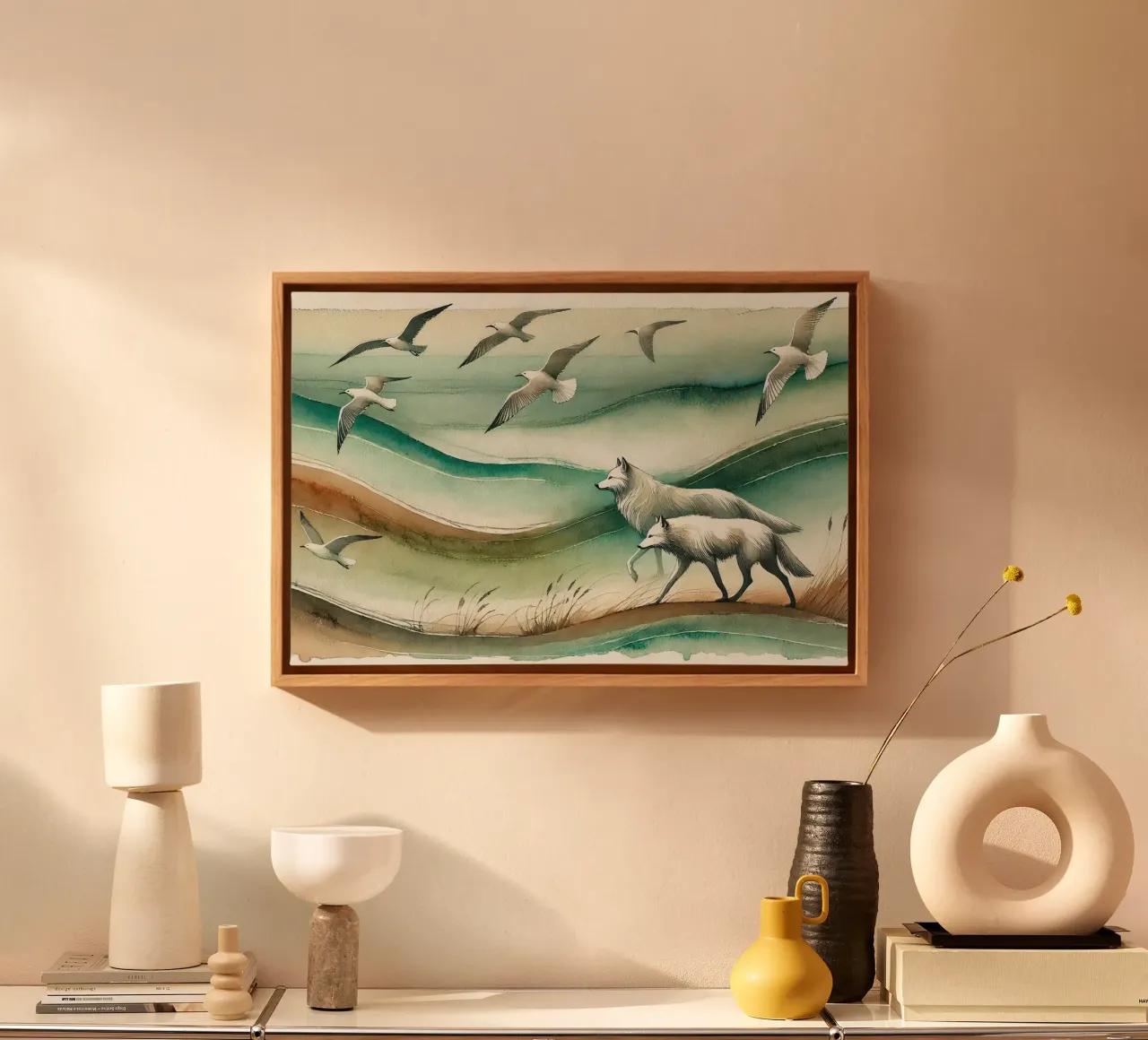 Serenity in the Wilderness in Art Deco canvas by Chromatic Fusion Studio