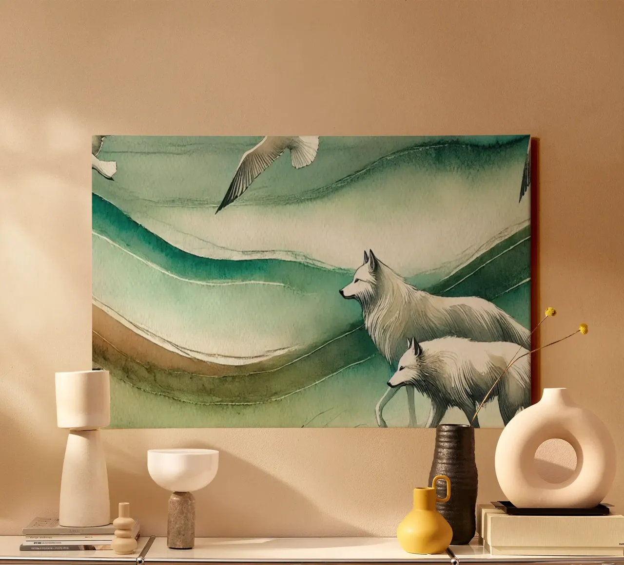 Serenity in the Wilderness in Art Deco canvas by Chromatic Fusion Studio