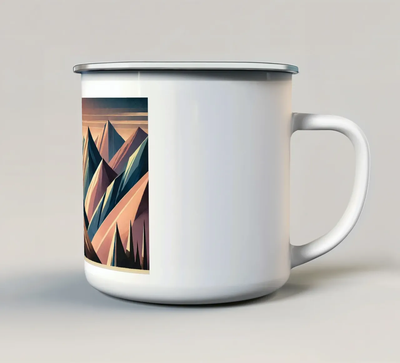 Serenity Mountain Vista in Art Deco tazza in smalto da Chromatic Fusion Studio