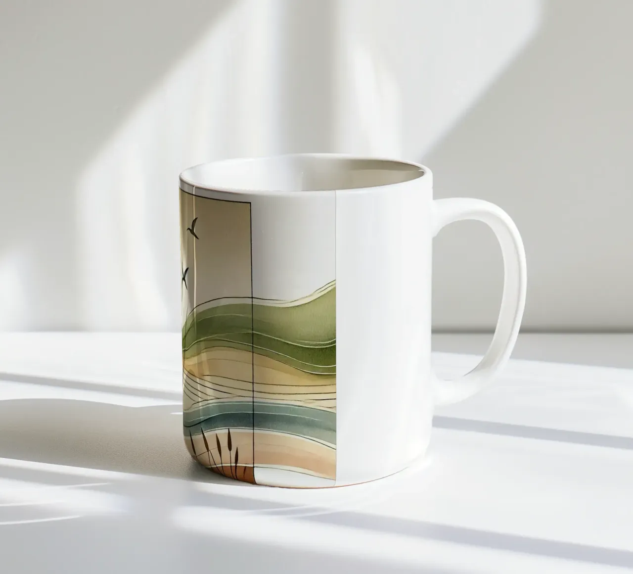 Serenità vista tramonto in Art Déco tazza in ceramica da Chromatic Fusion Studio