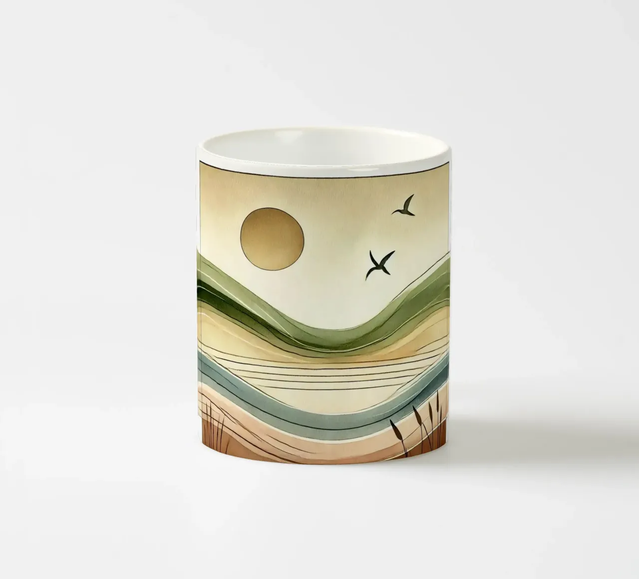 Serenità vista tramonto in Art Déco tazza in ceramica da Chromatic Fusion Studio