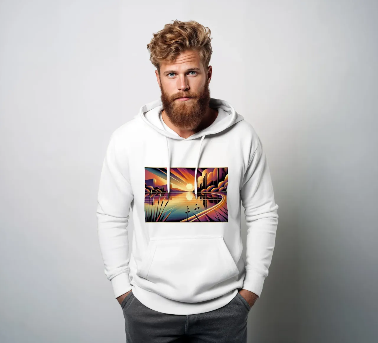 Skyline Radiance in Art Deco felpa con cappuccio da Chromatic Fusion Studio