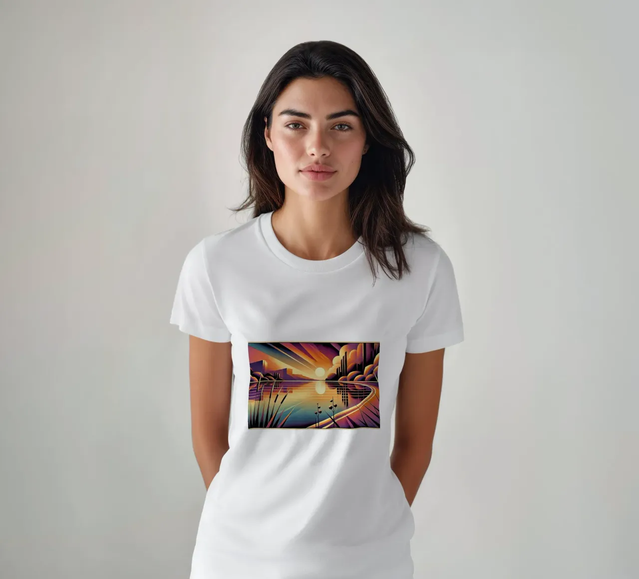 Skyline Radiance in Art Deco t-shirt da Chromatic Fusion Studio