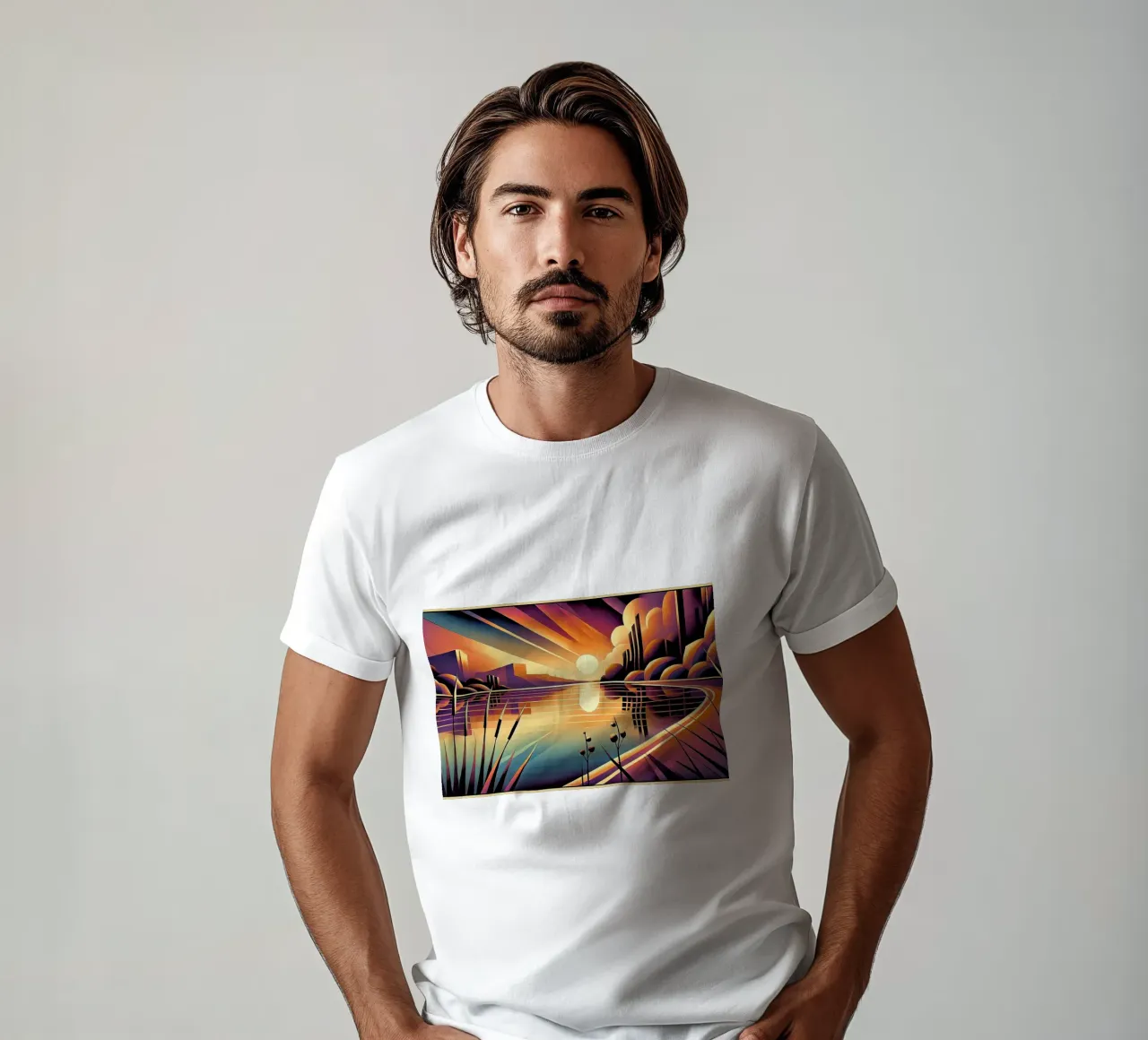 Skyline Radiance in Art Deco t-shirt da Chromatic Fusion Studio