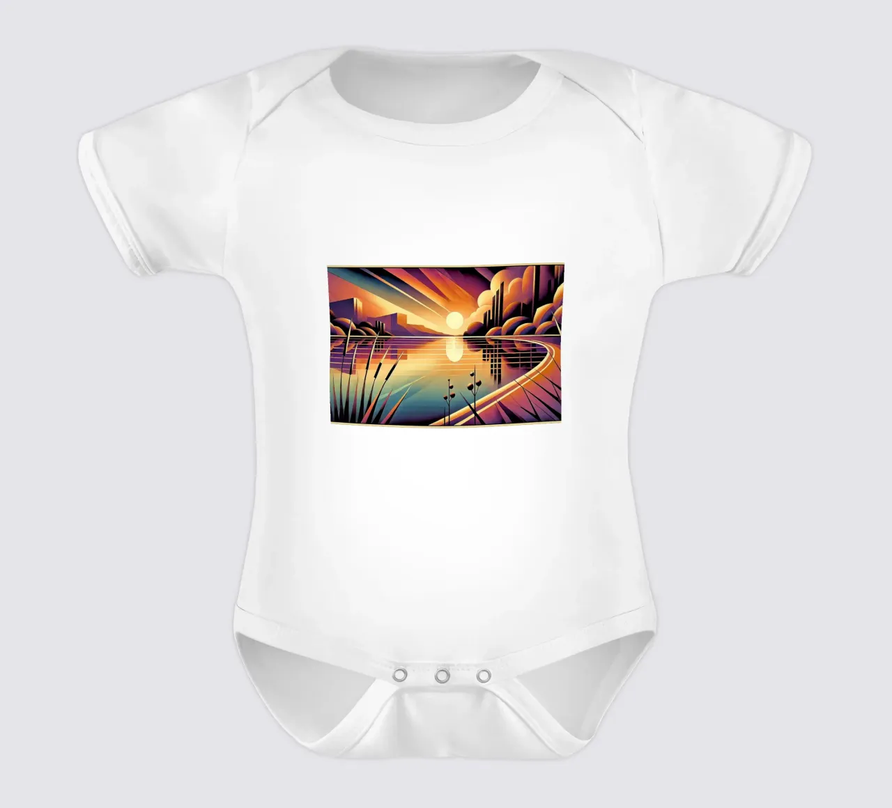Skyline Radiance in Art Deco body neonato maniche corte da Chromatic Fusion Studio