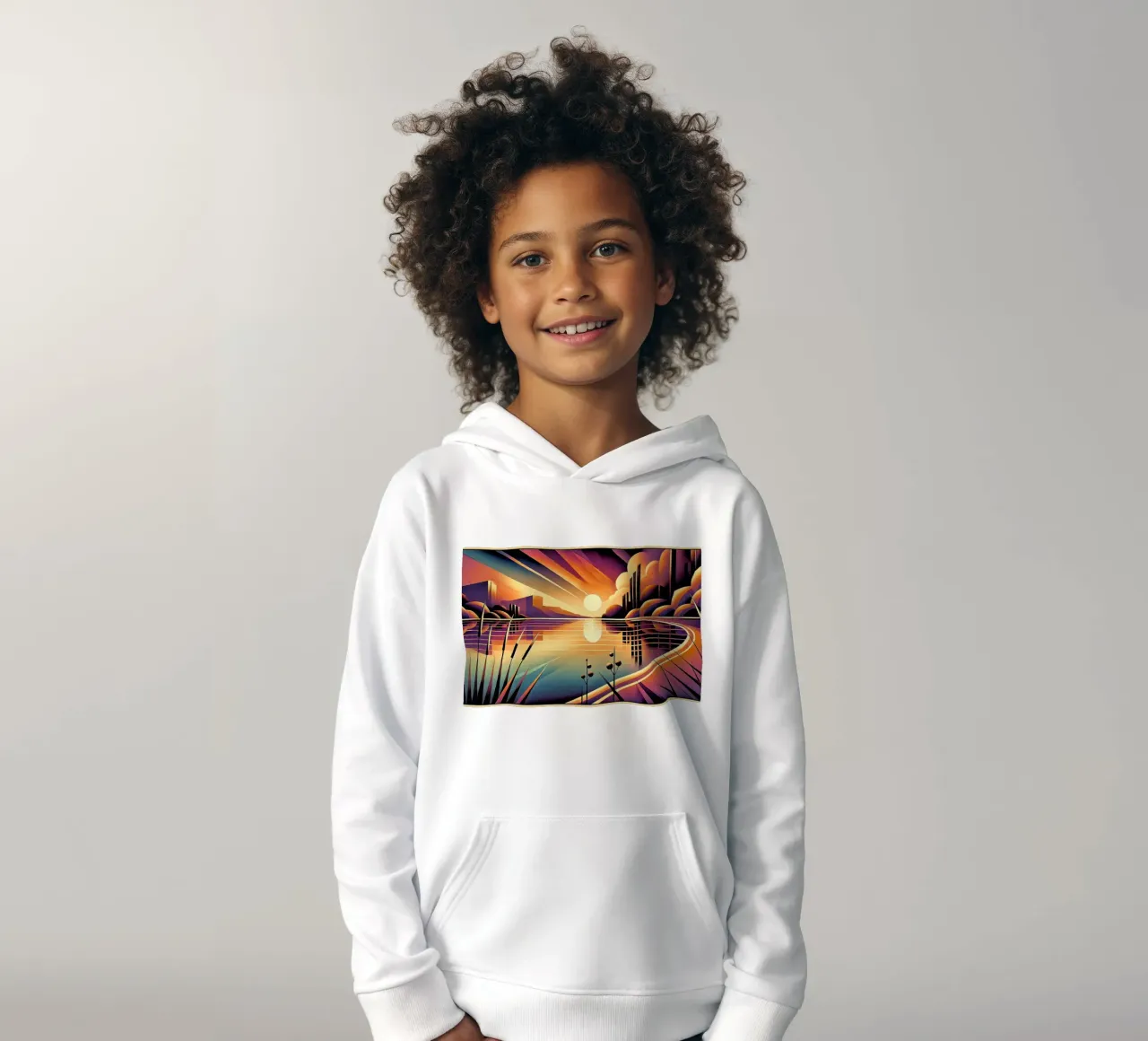 Skyline Radiance in Art Deco felpa bambino con cappuccio da Chromatic Fusion Studio