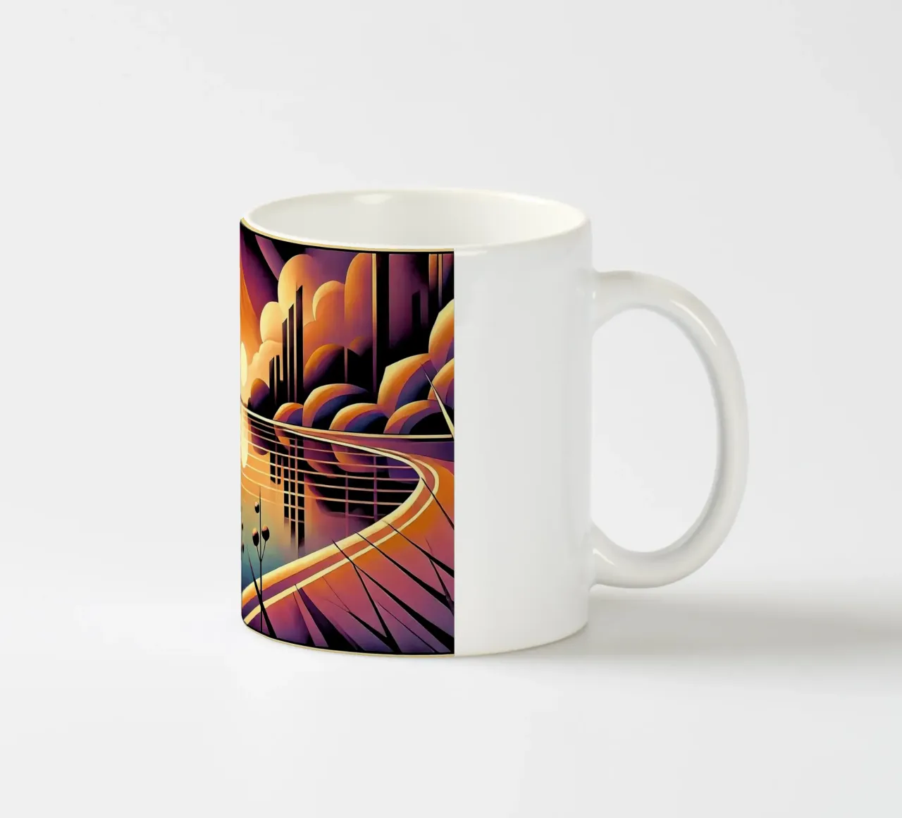 Skyline Radiance in Art Deco tazza in ceramica da Chromatic Fusion Studio