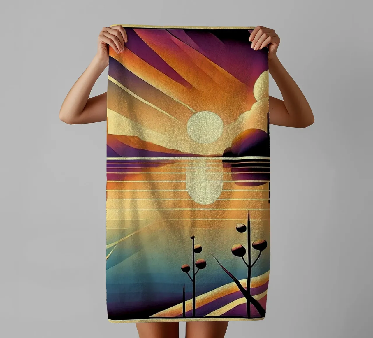 Skyline Radiance in Art Deco asciugamano da bagno da Chromatic Fusion Studio