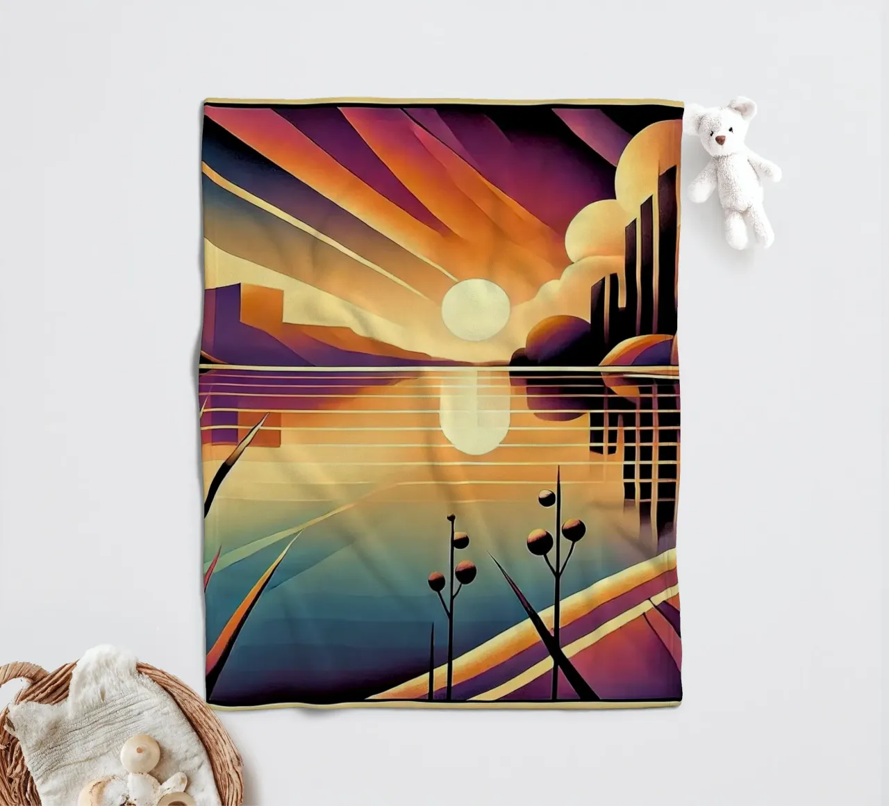 Skyline Radiance in Art Deco coperta in pile da Chromatic Fusion Studio