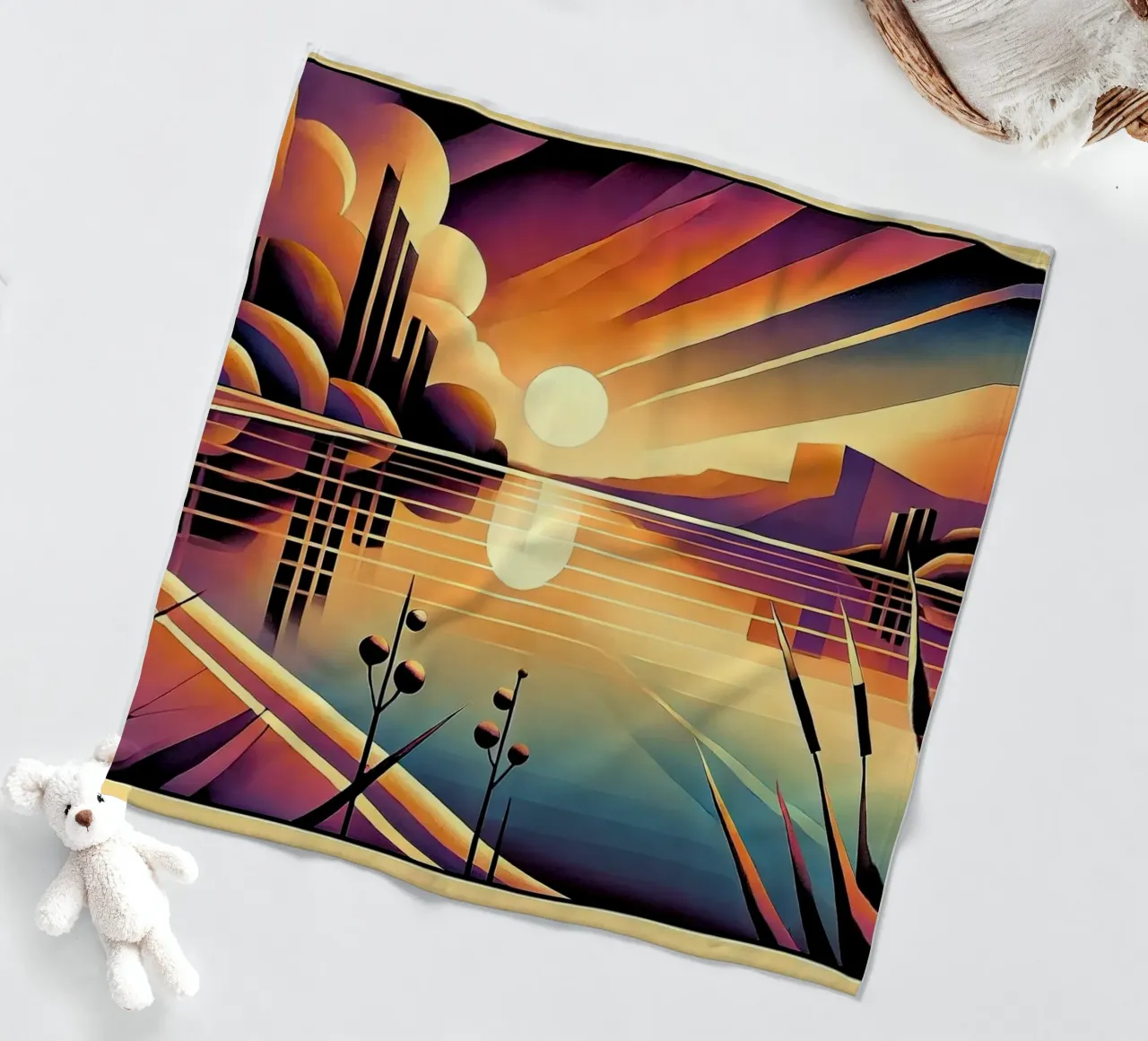 Skyline Radiance in Art Deco coperta in pile da Chromatic Fusion Studio