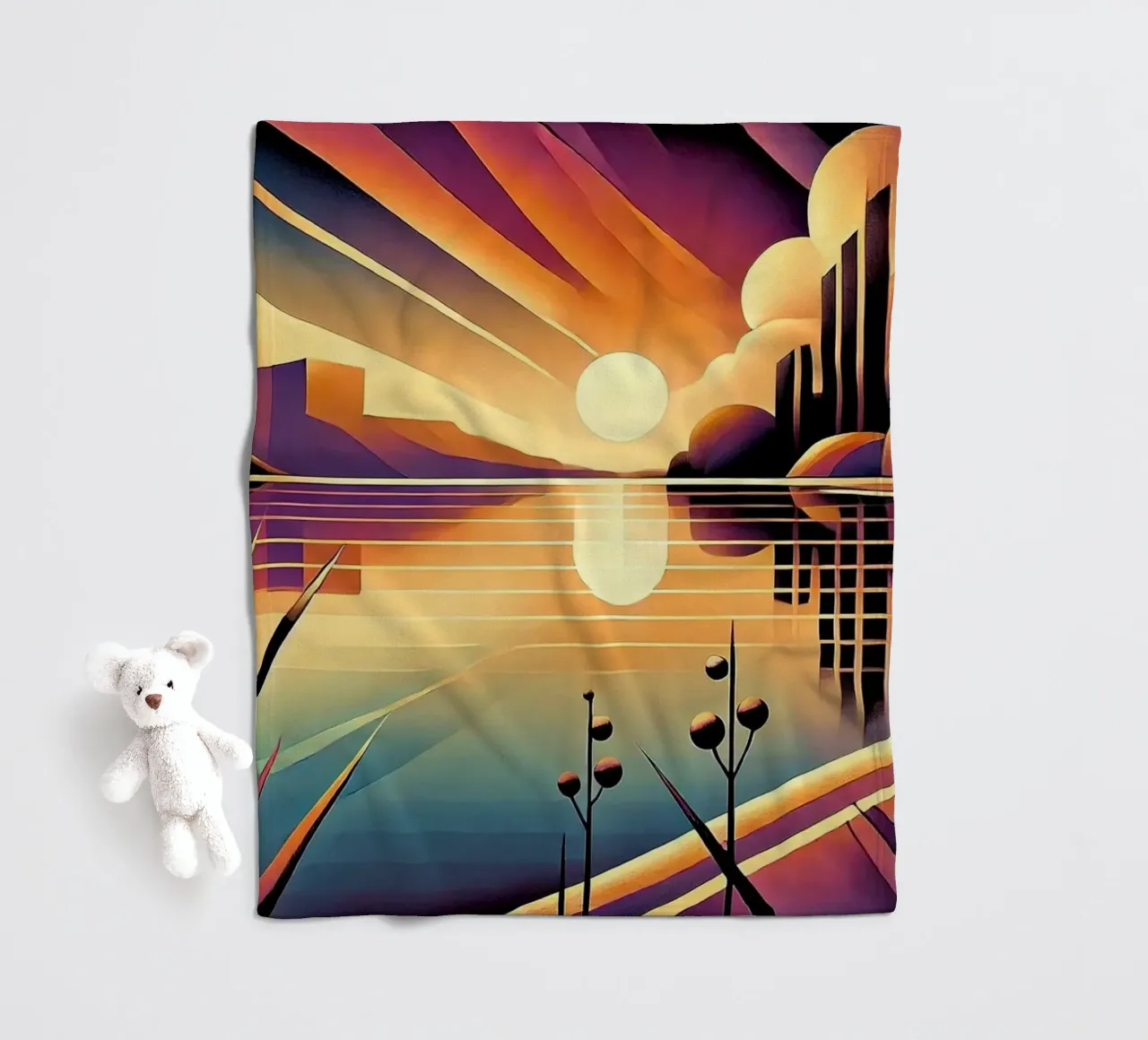 Skyline Radiance in Art Deco coperta in pile da Chromatic Fusion Studio
