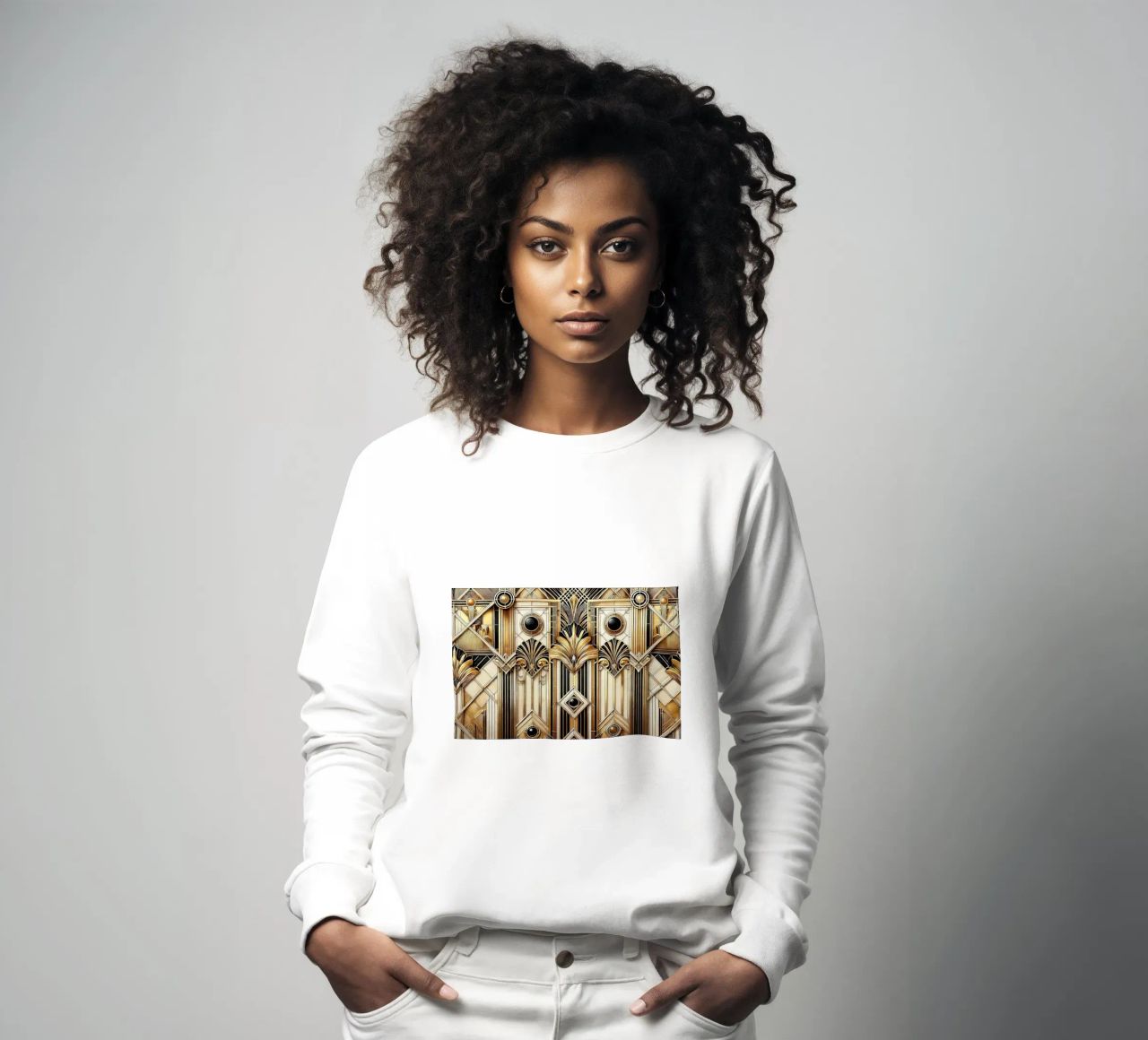 Sophisticated Geometric Opulence in Art Deco sweatshirt by Chromatic Fusion Studio
