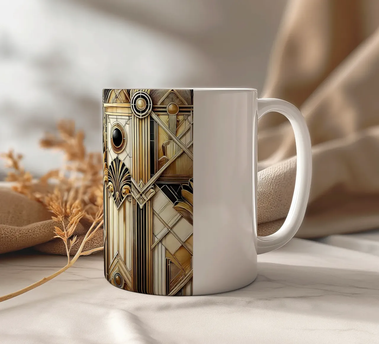 Sofisticata opulenza geometrica in Art Déco tazza in ceramica da Chromatic Fusion Studio