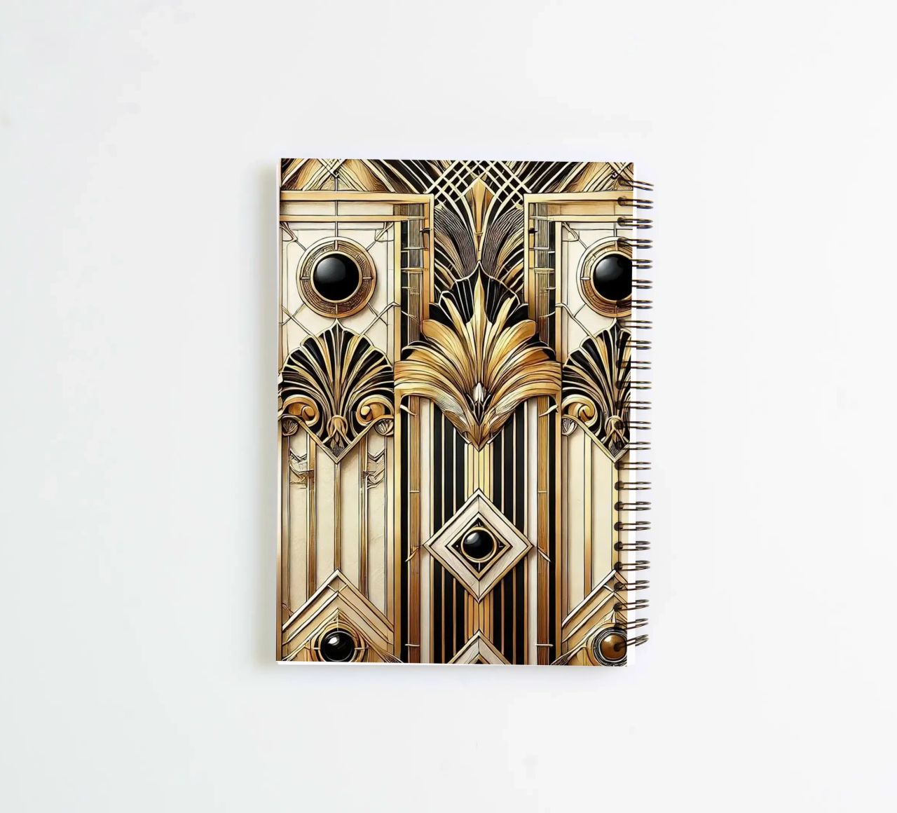 Sophisticated Geometric Opulence in Art Deco spiral notebook by Chromatic Fusion Studio