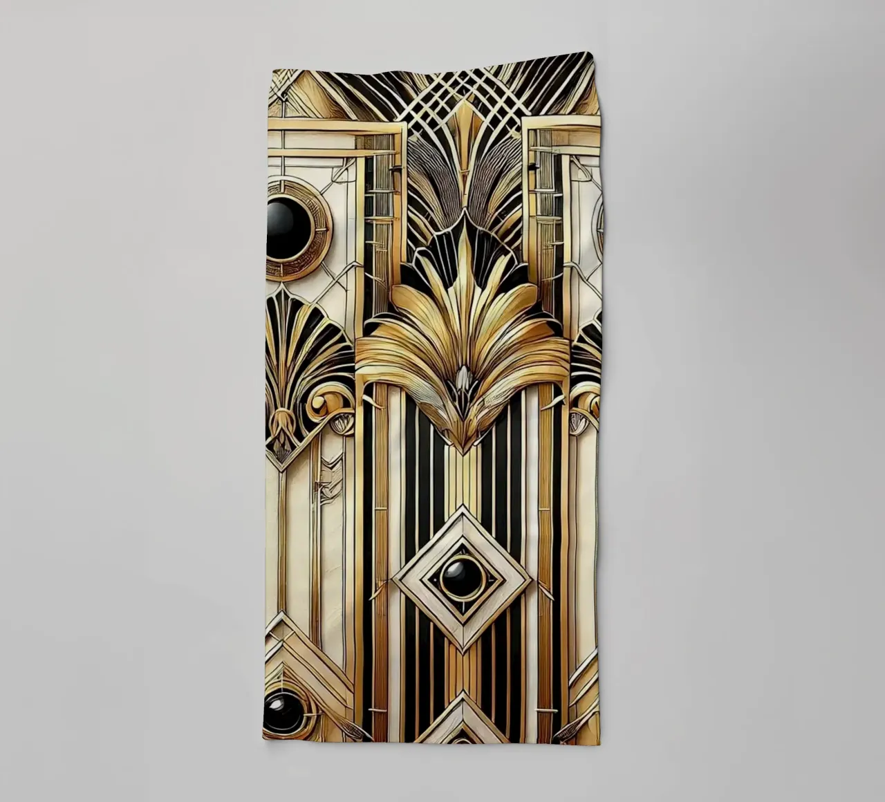 Sofisticada opulencia geométrica en Art Déco toalla de baño de Chromatic Fusion Studio