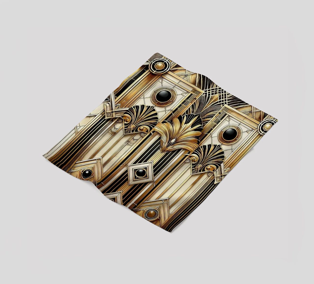 Sophisticated Geometric Opulence in Art Deco fleece blanket by Chromatic Fusion Studio