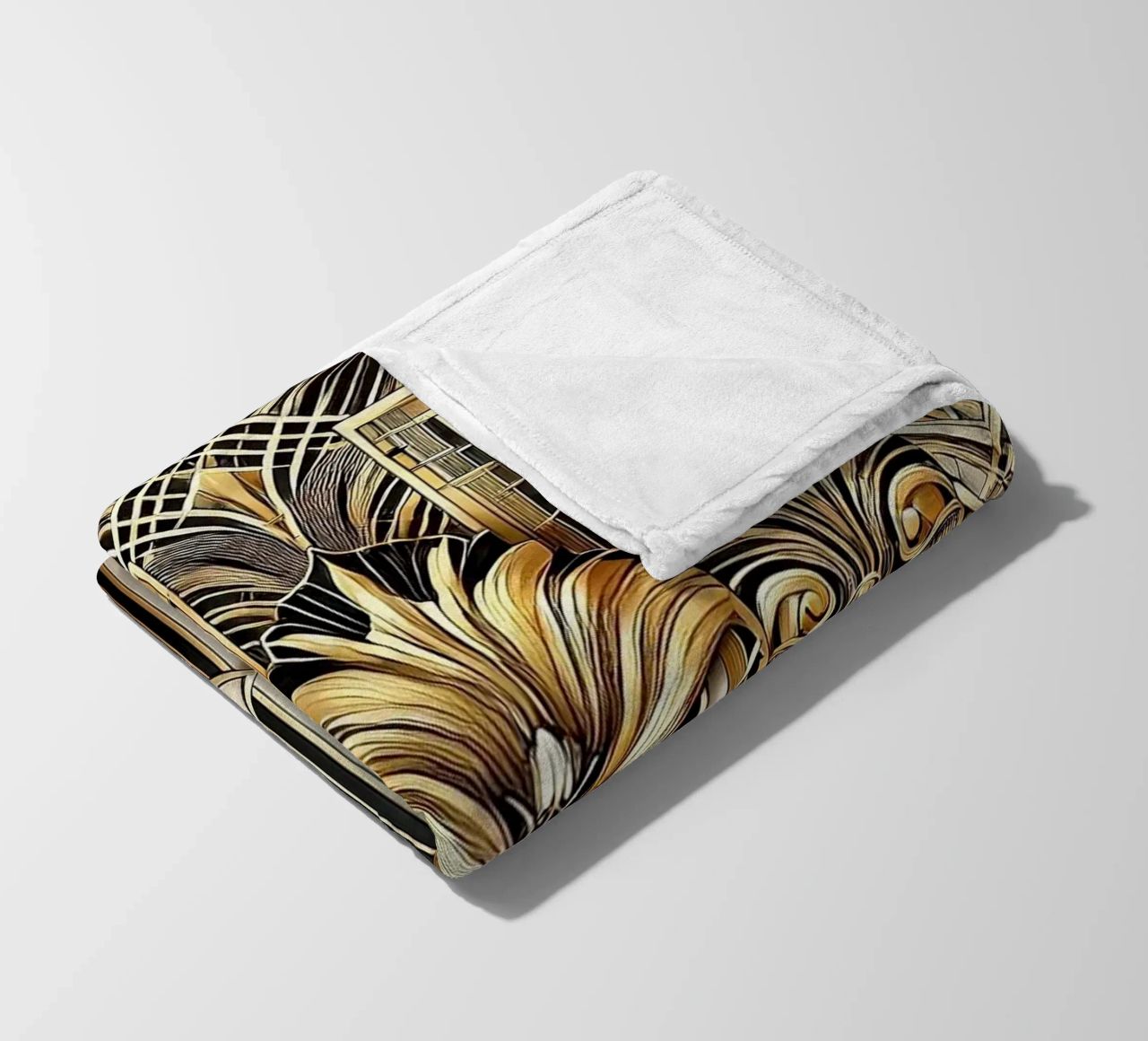 Sophisticated Geometric Opulence in Art Deco fleece blanket by Chromatic Fusion Studio