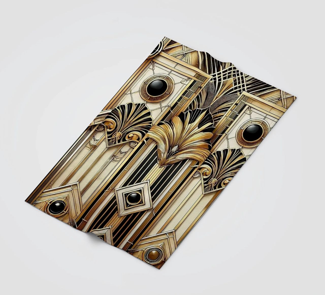 Sophisticated Geometric Opulence in Art Deco fleece blanket by Chromatic Fusion Studio