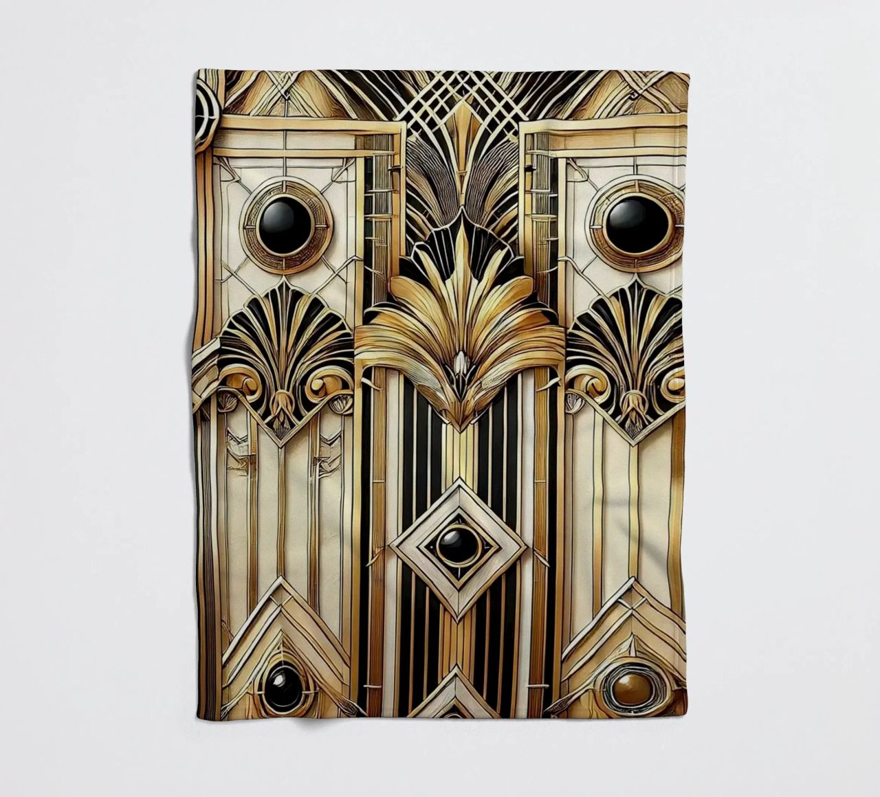Sophisticated Geometric Opulence in Art Deco fleece blanket by Chromatic Fusion Studio