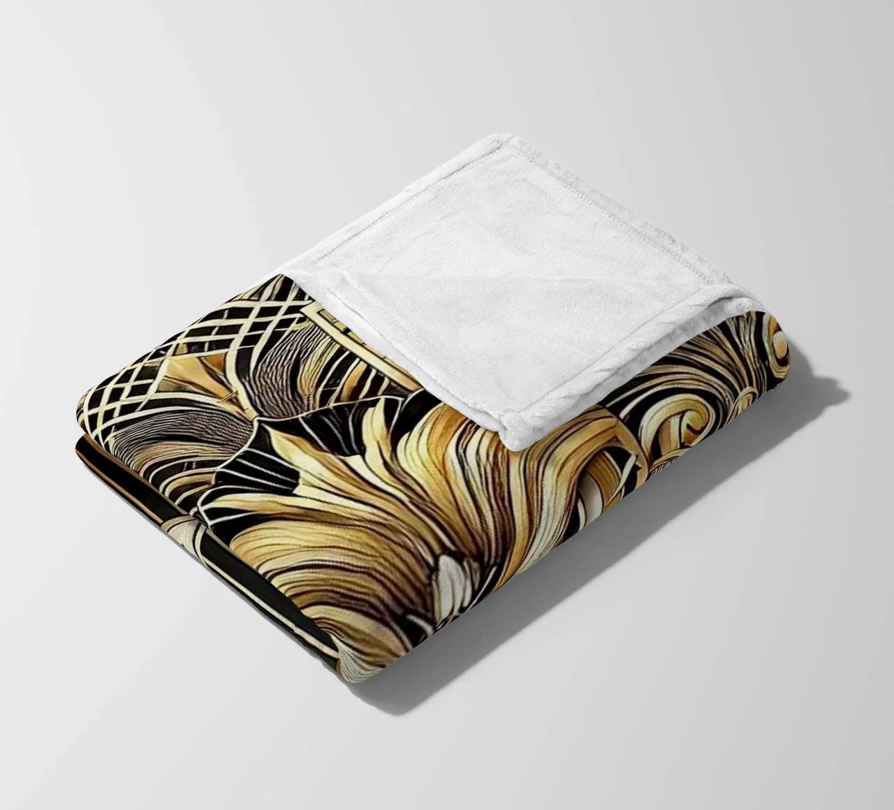 Sophisticated Geometric Opulence in Art Deco fleece blanket by Chromatic Fusion Studio