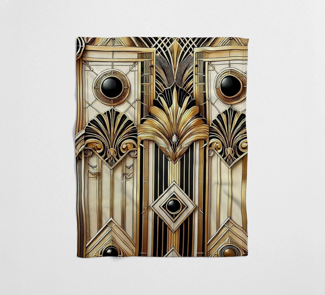 Sophisticated Geometric Opulence in Art Deco fleece blanket by Chromatic Fusion Studio