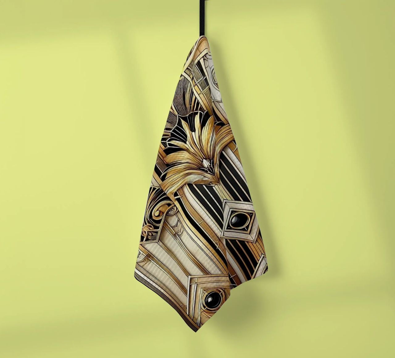 Sophisticated Geometric Opulence in Art Deco tea towel by Chromatic Fusion Studio