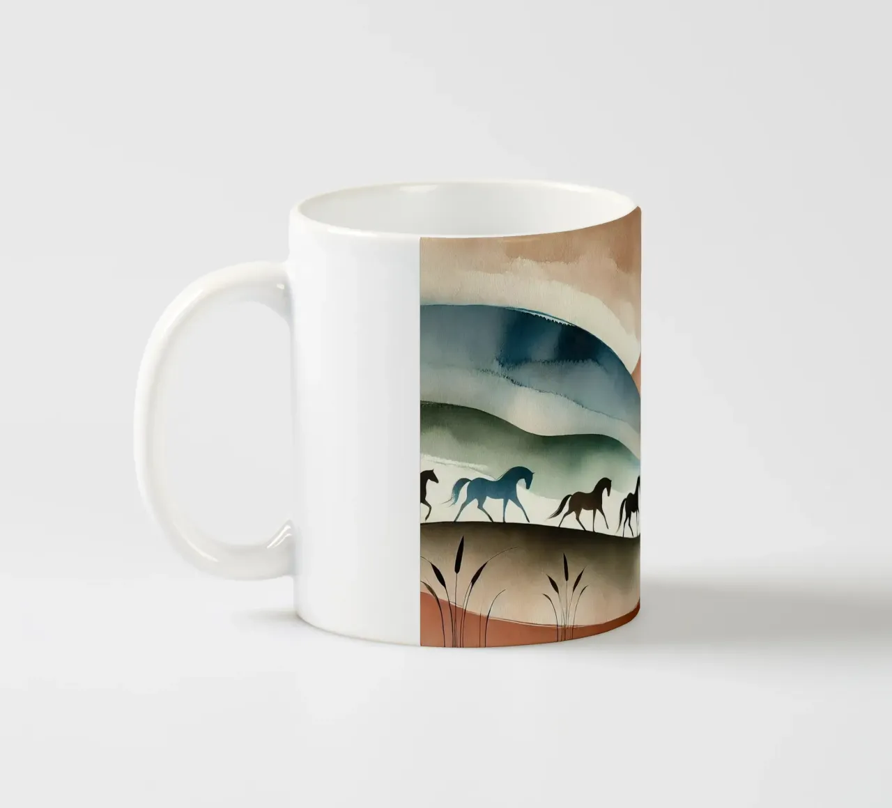 Tranquilla fuga a cavallo in Art Déco tazza in ceramica da Chromatic Fusion Studio