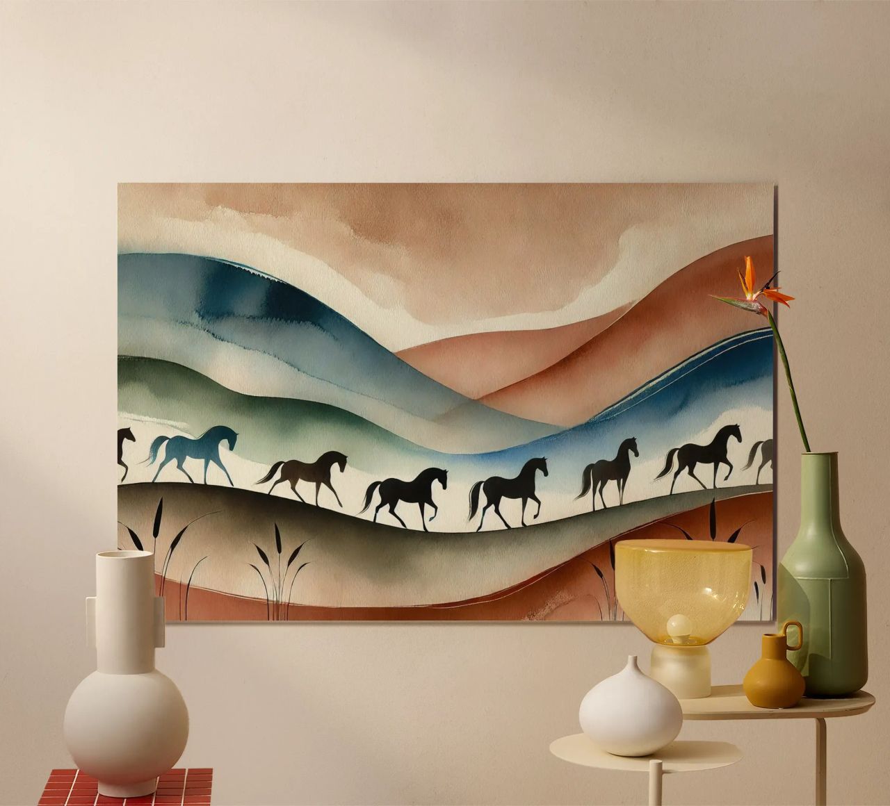 Tranquil Horse Escape in Art Deco poster by Chromatic Fusion Studio