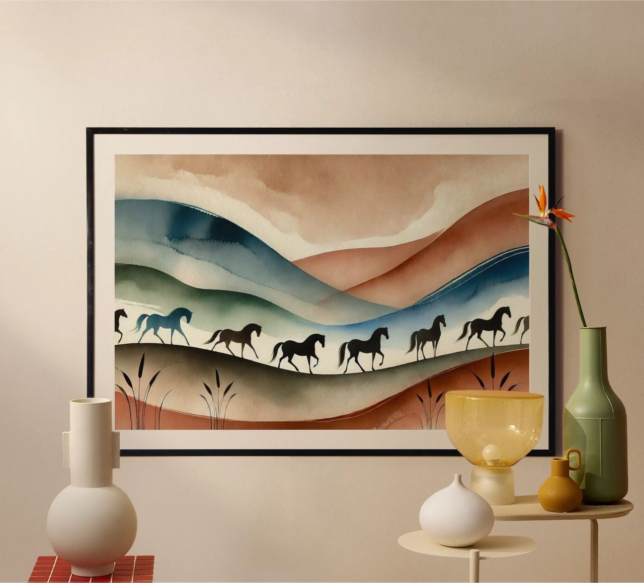 Tranquil Horse Escape in Art Deco poster by Chromatic Fusion Studio