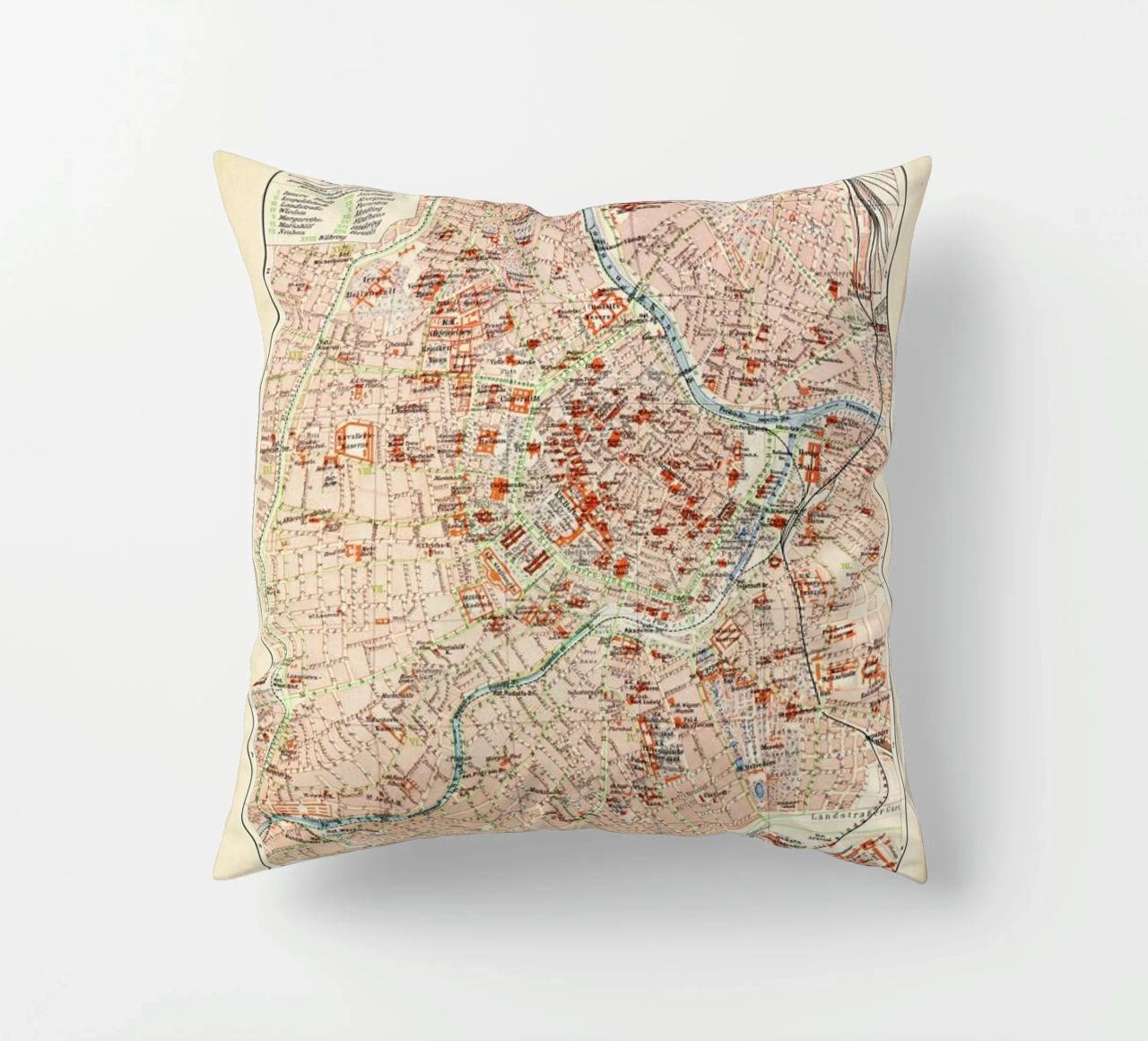 Vienna City, Austria, 1899 Kissen von Artokoloro Quint Lox Ltd
