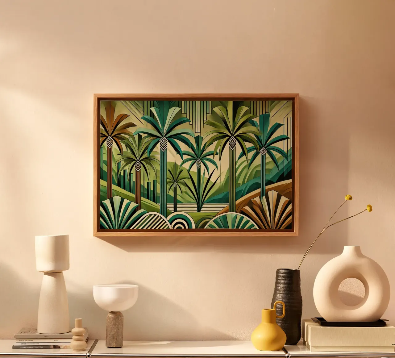 Oasi tropicale in stile Art Déco tela con Cornice a cassetta da Chromatic Fusion Studio
