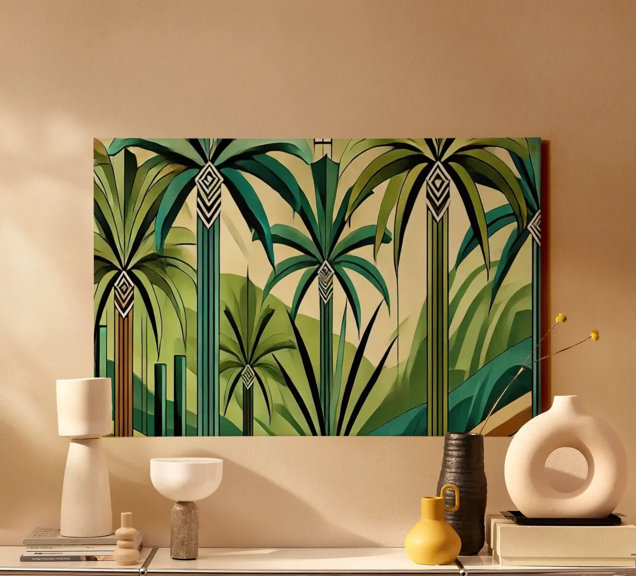 Oasi tropicale in stile Art Déco tela con Cornice a cassetta da Chromatic Fusion Studio