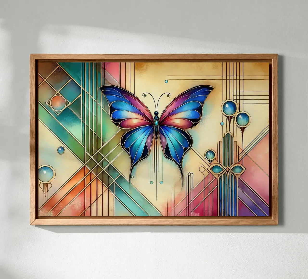 Levendige vlinder Elegantie in Art Deco canvas met Baklijst van Chromatic Fusion Studio