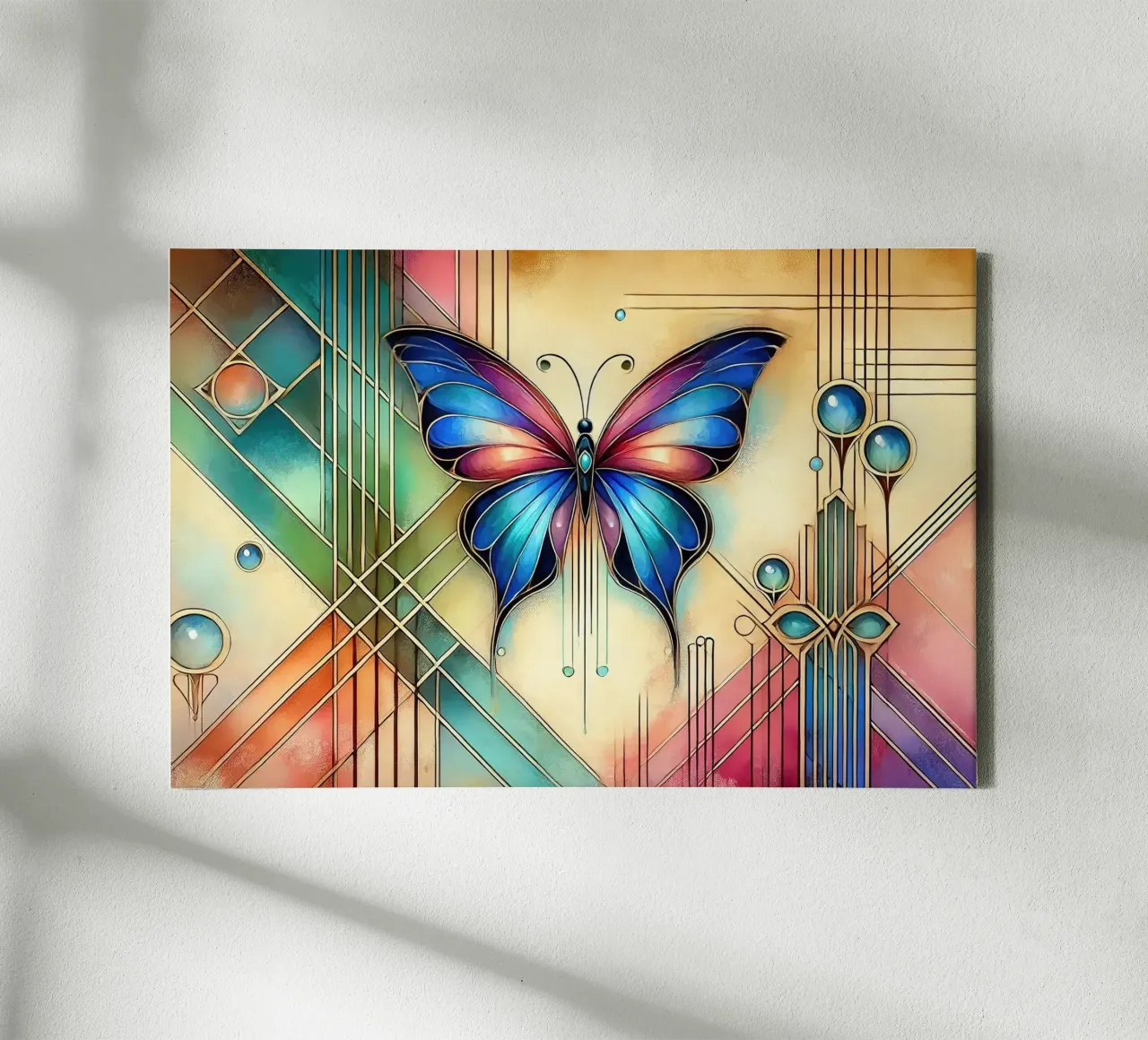 Levendige vlinder Elegantie in Art Deco canvas met Baklijst van Chromatic Fusion Studio