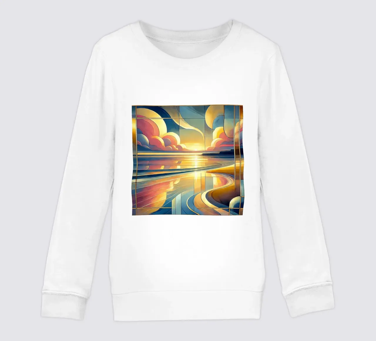 Vibrant Sunset Vista in Art Deco kids sweatshirt by Chromatic Fusion Studio