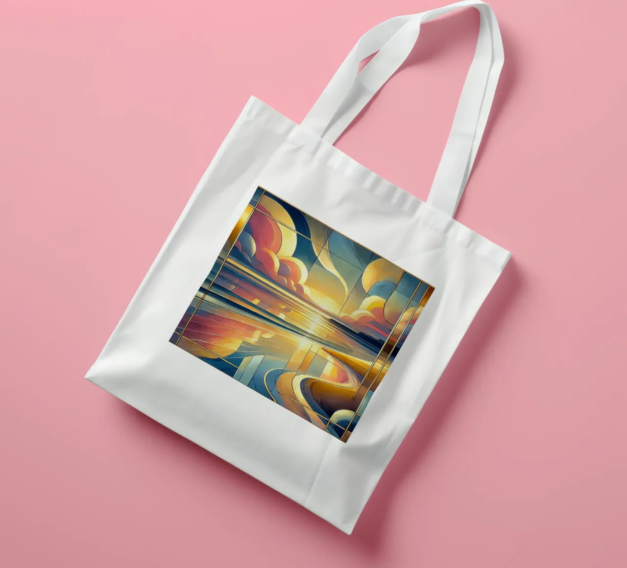 Vibrant Sunset Vista in Art Deco tote bag by Chromatic Fusion Studio