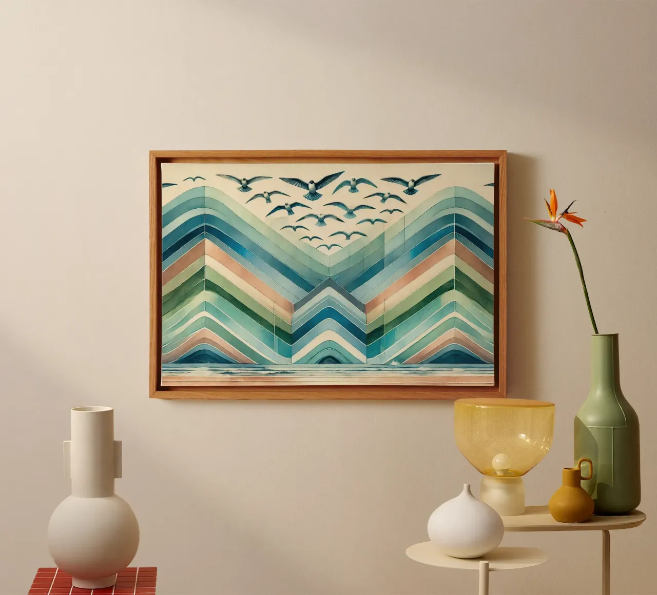 Waves of Freedom in Art Deco canvas with Floater frame by Chromatic Fusion Studio