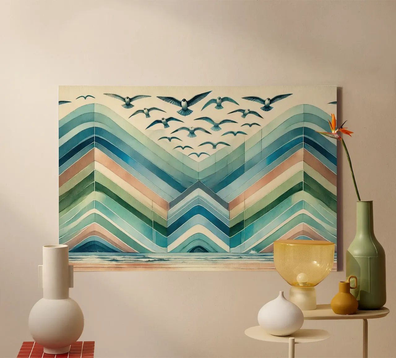 Waves of Freedom in Art Deco canvas with Floater frame by Chromatic Fusion Studio